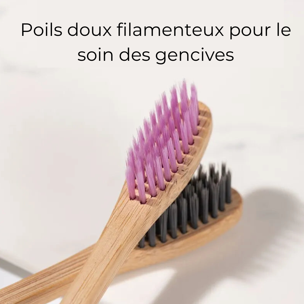 Pack de 10 Brosses à Dents en Bambou avec Enveloppe en Cuir Naturel – Écologique et Durable