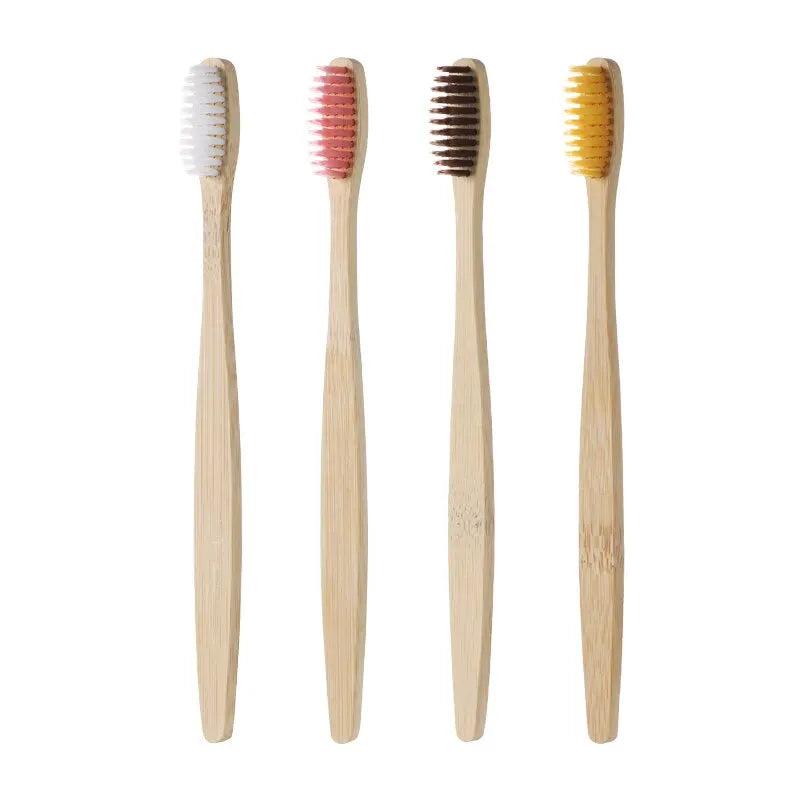 Pack de 10 Brosses à Dents en Bambou avec Enveloppe en Cuir Naturel – Écologique et Durable